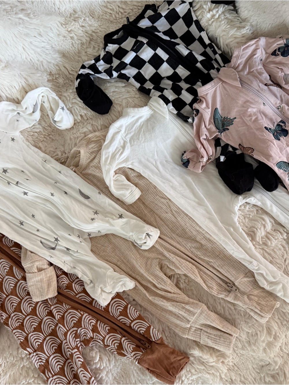 Kyte BABY Neutral Mix & Pink Butterfly One-Piece Footies Pack